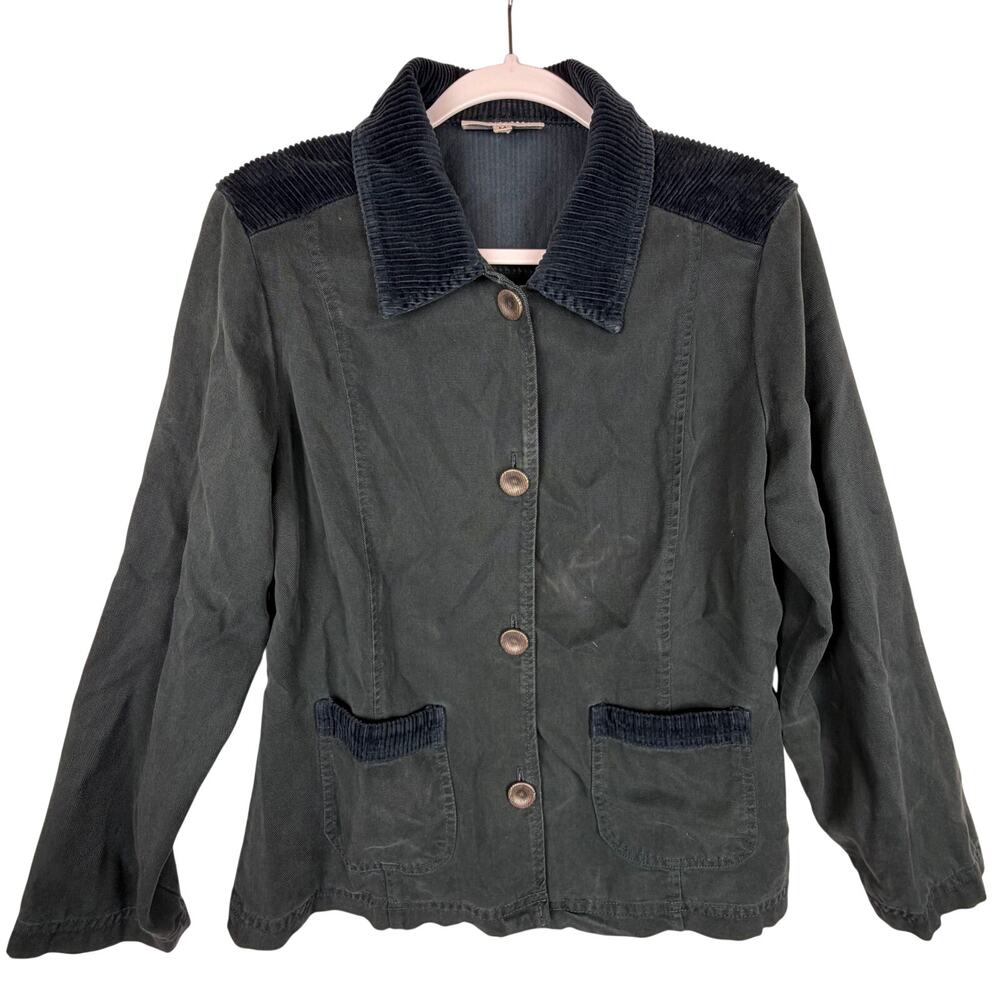 Vintage David Dart Corduroy Button Front‎ Jacket Womens Size M Green Shacket 80s